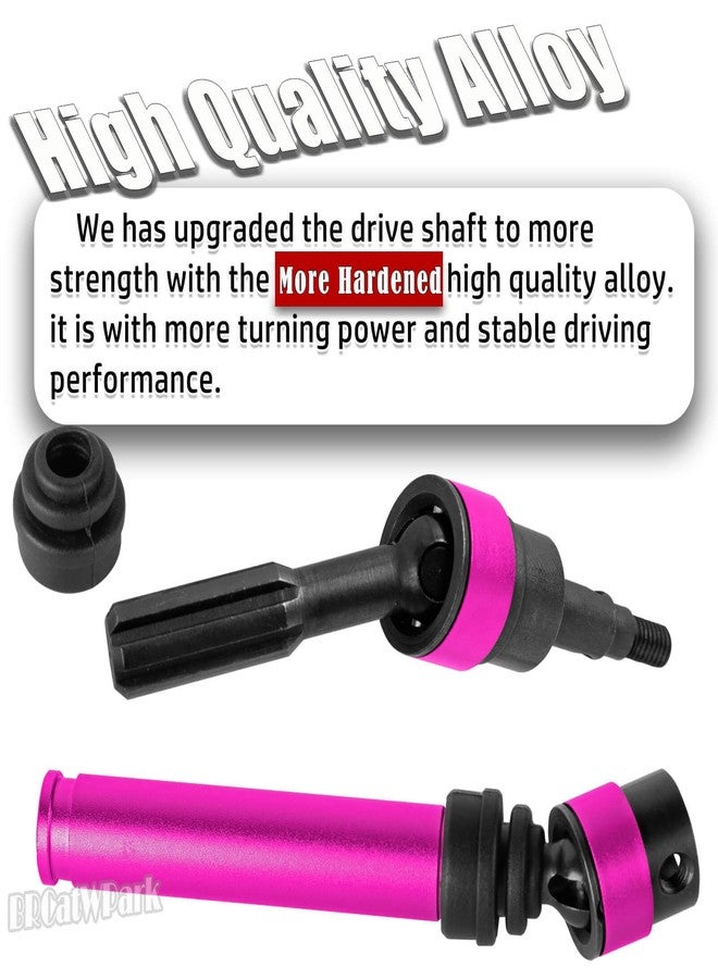 BRCatWPark RC Drive Shaft Axles Upgrades Part for 1/10 Bigrock 3S,Steel Front & Rear 4PCS Driveshafts CVD w/Hex Hops Up,Pink - Image 3